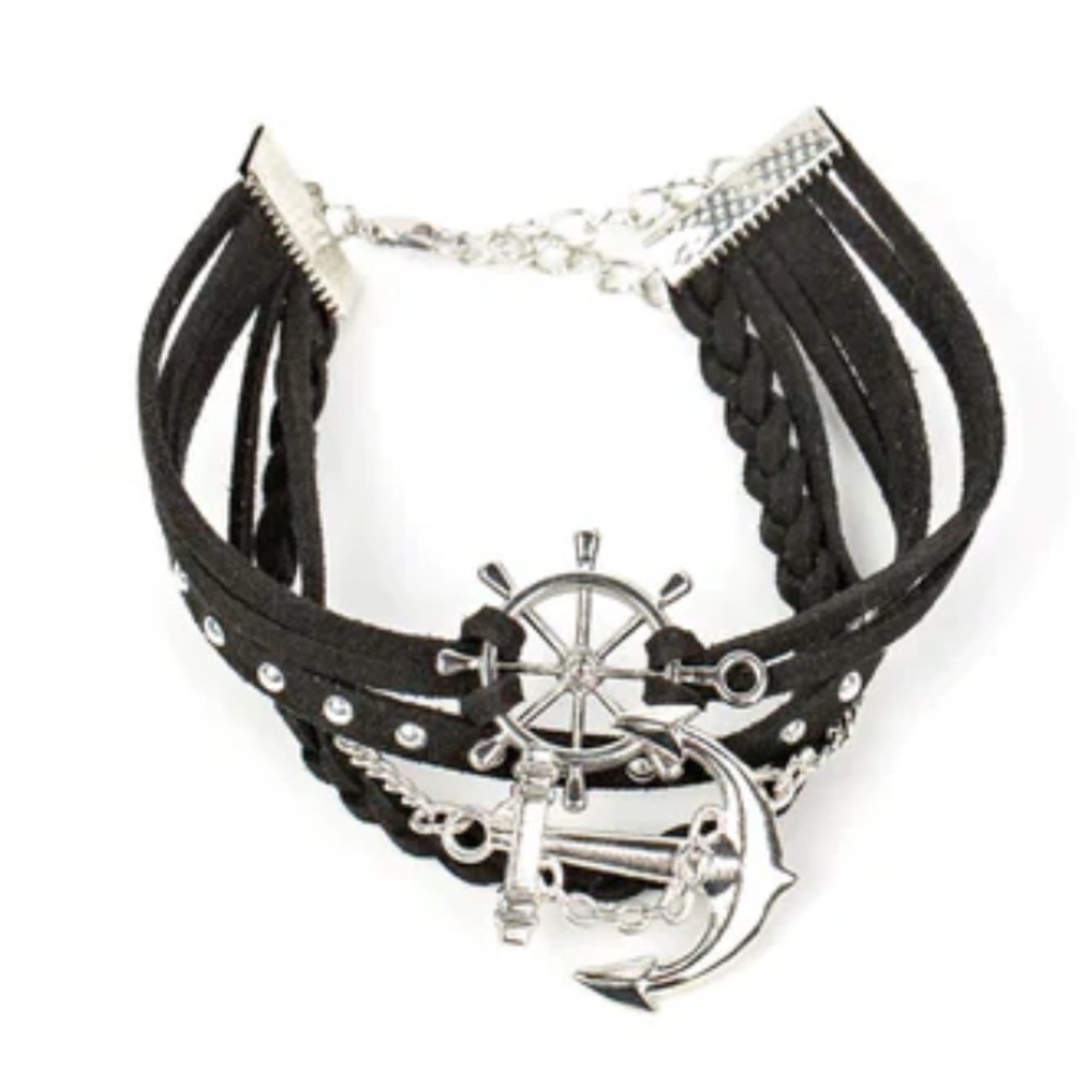 NEW Black Anchors Away Nautical Bracelet